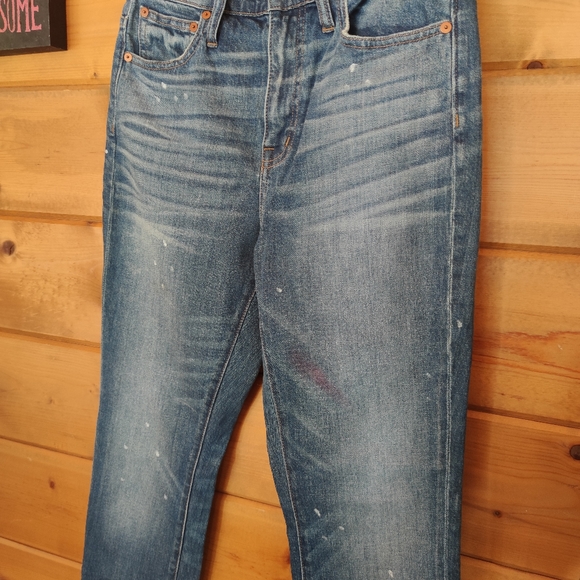 Madewell 💜 High Rise Slim Boyfriend Jeans Boyjean Paint Spatter Whisker 26 X30" - Picture 9 of 12